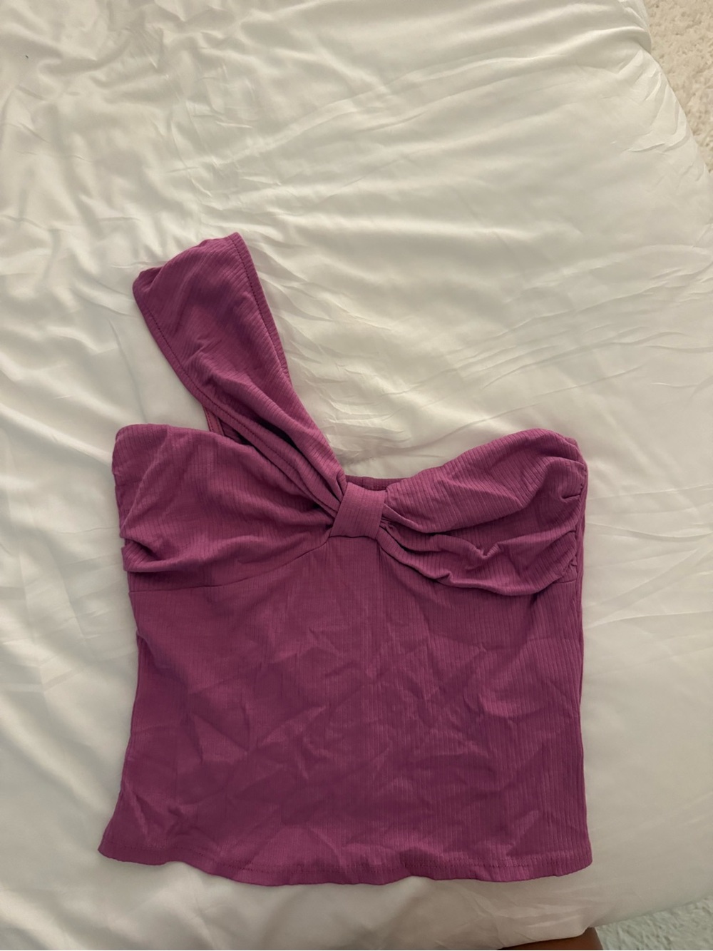 One-Shoulder Twist Front Tube Top - Mauve
